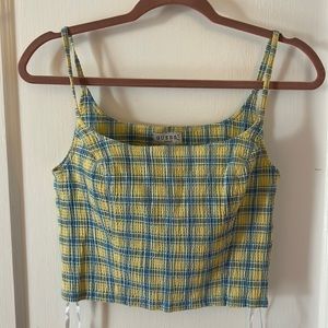 Vintage Guess Jeans Crop Top, plaid, y2k, 2000s, spaghetti strap tank, clueless